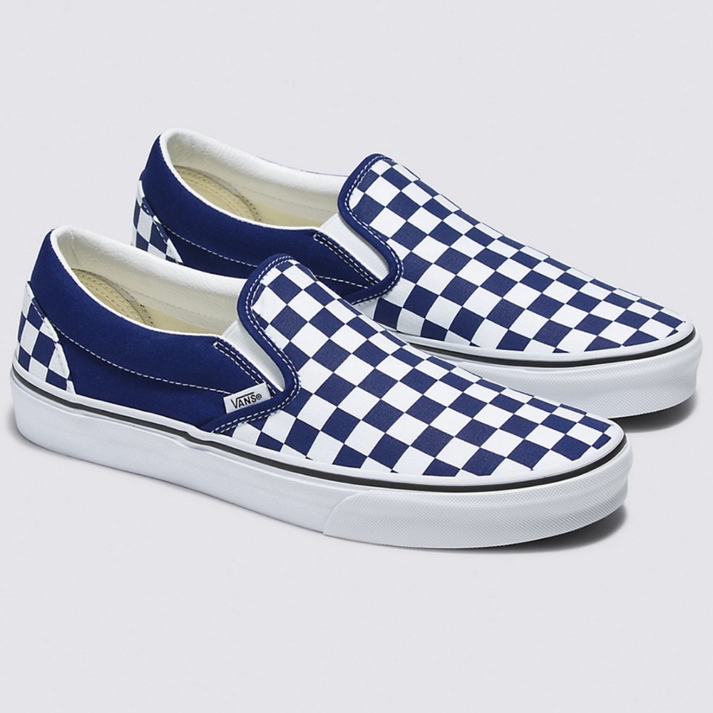 Vans Checkerboard Classic Slip-On Shoes in Navy Blue Check. Worn Once EUC 11 Men